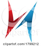Red And Blue Glossy Arrow Shaped Letter H Icon