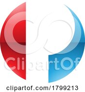 Red And Blue Glossy Circle Shaped Letter P Icon