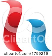 Red And Blue Glossy Calligraphic Letter H Icon