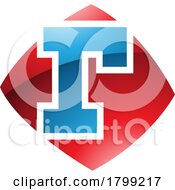 Red And Blue Glossy Bulged Square Shaped Letter R Icon