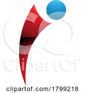 Red And Blue Glossy Bowing Person Shaped Letter I Icon