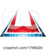 Red And Blue Glossy Bold Spiky Shaped Letter U Icon