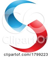 Red And Blue Glossy Blade Shaped Letter S Icon