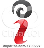 Poster, Art Print Of Red And Black Glossy Swirly Letter I Icon