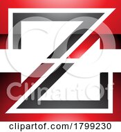 Poster, Art Print Of Red And Black Glossy Striped Shaped Letter Z Icon