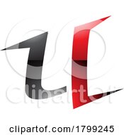 Poster, Art Print Of Red And Black Glossy Spiky Shaped Letter U Icon