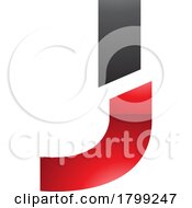 Poster, Art Print Of Red And Black Glossy Split Shaped Letter J Icon