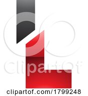 Red And Black Glossy Split Shaped Letter L Icon