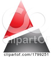 Poster, Art Print Of Red And Black Glossy Split Triangle Shaped Letter A Icon