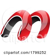 Red And Black Glossy Spring Shaped Letter M Icon