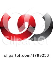 Red And Black Glossy Spring Shaped Letter W Icon