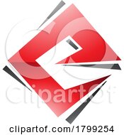Red And Black Glossy Square Diamond Letter E Icon