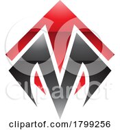 Poster, Art Print Of Red And Black Glossy Square Diamond Shaped Letter M Icon