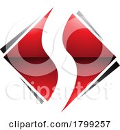 Red And Black Glossy Square Diamond Shaped Letter S Icon