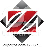 Poster, Art Print Of Red And Black Glossy Square Diamond Shaped Letter Z Icon