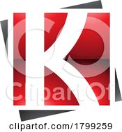 Red And Black Glossy Square Letter K Icon