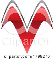 Poster, Art Print Of Red And Black Glossy Wing Shaped Letter V Icon