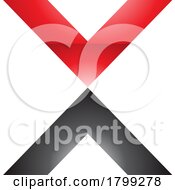 Poster, Art Print Of Red And Black Glossy V Shaped Letter X Icon
