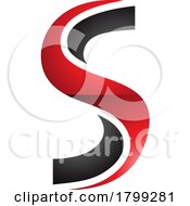 Poster, Art Print Of Red And Black Glossy Twisted Shaped Letter S Icon