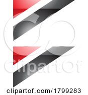 Red And Black Glossy Triangular Flag Shaped Letter B Icon