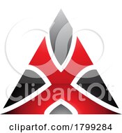 Red And Black Glossy Triangle Shaped Letter X Icon