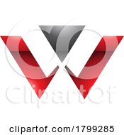 Red And Black Glossy Triangle Shaped Letter W Icon