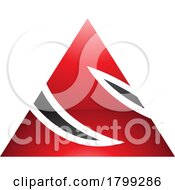 Poster, Art Print Of Red And Black Glossy Triangle Shaped Letter S Icon