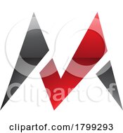 Red And Black Glossy Pointy Tipped Letter M Icon