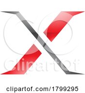 Poster, Art Print Of Red And Black Glossy Pointy Tipped Letter X Icon