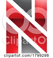 Poster, Art Print Of Red And Black Glossy Rectangle Shaped Letter N Icon
