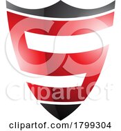 Poster, Art Print Of Red And Black Glossy Shield Shaped Letter S Icon