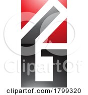 Poster, Art Print Of Red And Black Glossy Rectangular Letter G Or Number 6 Icon