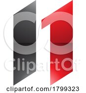 Red And Black Glossy Letter N Icon With Parallelograms