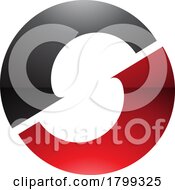 Poster, Art Print Of Red And Black Glossy Letter O Icon With An S Shape In The Middle