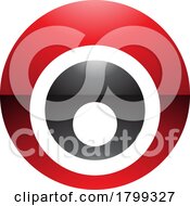 Poster, Art Print Of Red And Black Glossy Letter O Icon With Nested Circles