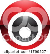 Red And Black Glossy Letter O Icon With Nested Circles