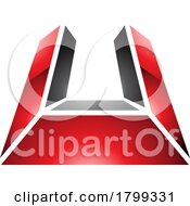 Red And Black Glossy Letter U Icon In Perspective