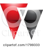 Red And Black Glossy Letter W Icon With Triangles