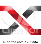 Poster, Art Print Of Red And Black Glossy Letter X Icon With Crossing Lines