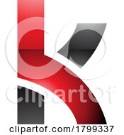 Poster, Art Print Of Red And Black Glossy Lowercase Letter K Icon With Overlapping Paths