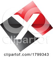 Red And Black Glossy Rectangle Shaped Letter X Icon