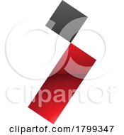 Red And Black Glossy Letter I Icon With A Square And Rectangle