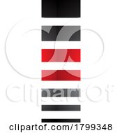 Poster, Art Print Of Red And Black Glossy Letter I Icon With Horizontal Stripes