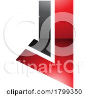 Poster, Art Print Of Red And Black Glossy Letter J Icon With Straight Lines