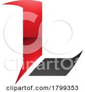 Red And Black Glossy Letter L Icon With Sharp Spikes