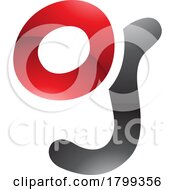 Poster, Art Print Of Red And Black Glossy Letter G Icon With Soft Round Lines