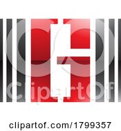 Poster, Art Print Of Red And Black Glossy Letter G Icon With Vertical Stripes