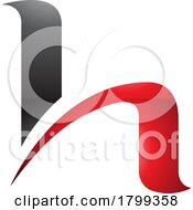 Red And Black Glossy Letter H Icon With Round Spiky Lines