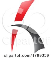 Poster, Art Print Of Red And Black Glossy Letter H Icon With Spiky Lines