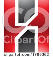 Red And Black Glossy Letter H Icon With Vertical Rectangles